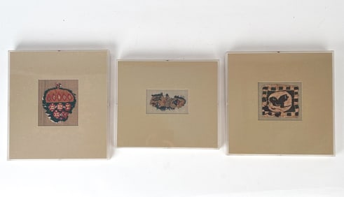 (3) FRAMED COPTIC TEXTILE FRAGMENTS