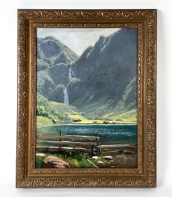 HANS DAHL (NORWEGIAN, 1849-1937) FJORD O/C