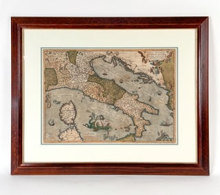 ORTELIUS MAP OF ITALY ORIGINAL COLORING