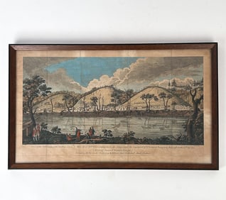 RARE 18TH C. ENGRAVING BATTLE OF SARATOGA 1789