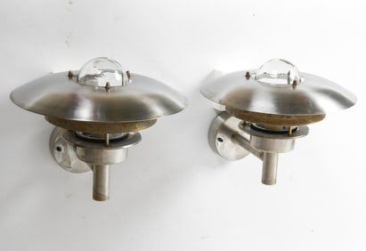 NORDLUX STYLE STEEL OUTDOOR UFO SCONCES C.1990S