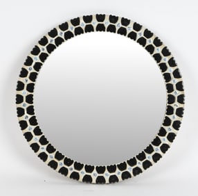 DANISH ROUND MOSAIC CERAMIC TILE MIRROR C. 1970S