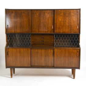 POUL M. JESSEN DANISH WALNUT HIGHBOARD C. 1960S