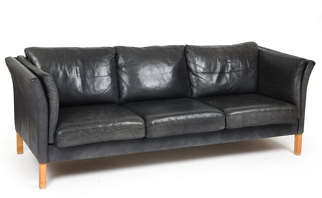 BORGE MOGENSEN SAPPHIRE BLUE LEATHER SOFA C. 1960S