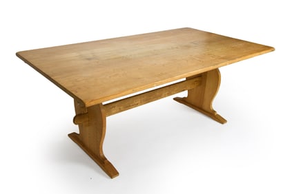 HENNING KJAERNULF STYLE OAK TRESTLE DINING TABLE