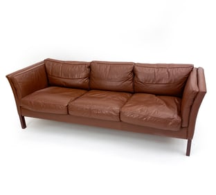 BORGE MOGENSEN STYLE LEATHER SOFA C. 1970S
