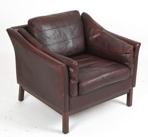 MANNER OF BORGE MOGENSEN LEATHER LOUNGE CHAIR