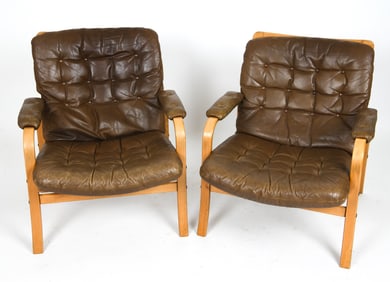 GOTE MOBLER NASSJO BEECH LOUNGE CHAIRS C. 1970S