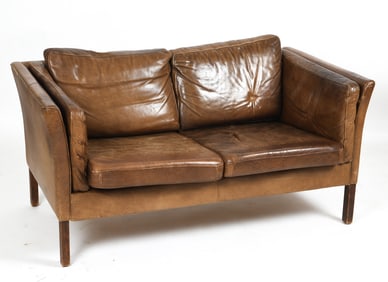 BORGE MOGENSEN LEATHER LOVESEAT SOFA