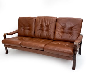 EKORNES AMIGO STYLE LEATHER & BEECH SOFA
