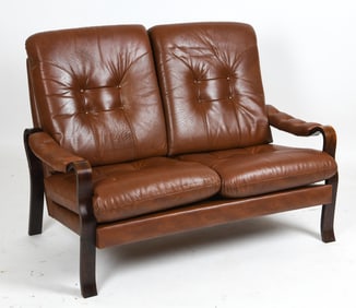 EKORNES AMIGO STYLE LEATHER & BEECH LOVESEAT