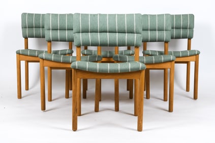 (6) SCANDINAVIAN OAK DINING CHAIRS C. 1960S