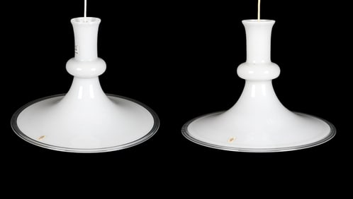 PAIR OF HOLMEGAARD DANISH GLASS PENDANT LAMPS