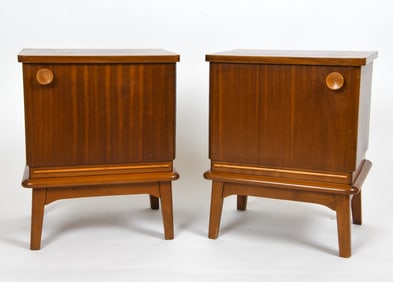 PAIR OF MID-CENTURY DUTCH TEAK NIGHTSTANDS
