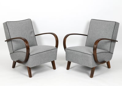 ATTR. JINDRICH HALABALA BEECH LOUNGE CHAIRS 1950S