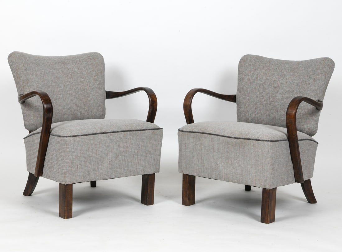 ATTR. JINDRICH HALABALA BEECH ARMCHAIRS C. 1950S (1 of 15)