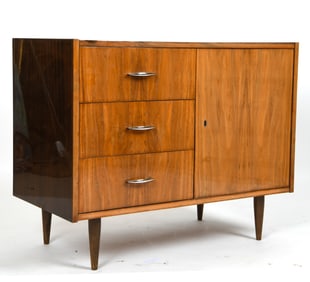 POLISH OBORNICKIE FABRYKI MEBLI WALNUT CABINET