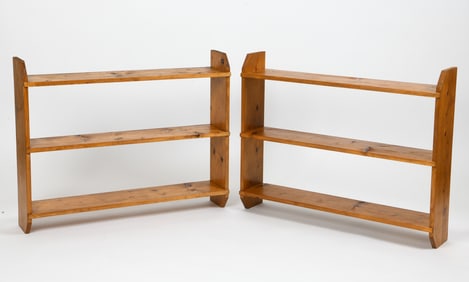 PAIR OF POLISH PINE WALL SHELVES C. 1970S