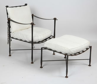 SCANDINAVIAN IRON CHAIR & FOOTSTOOL