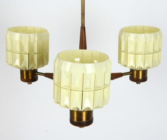 MANNER OF ANETA SWEDISH ROSEWOOD BRASS CHANDELIER