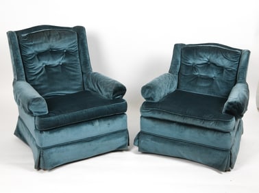 PAIR OF VELVET LOUNGE CHAIRS C. 1970S