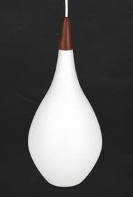 ATTR. HOLMEGAARD DANISH TEAK & GLASS PENDANT LIGHT