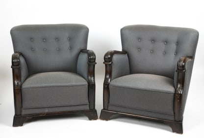 PAIR SCANDINAVIAN ART DECO STYLE CLUB CHAIRS