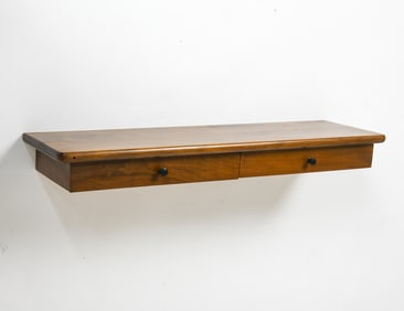 MID-CENTURY WALNUT FLOATING WALL SHELF C. 1960S