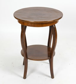 BEECH TWO TIER SIDE TABLE 1950S