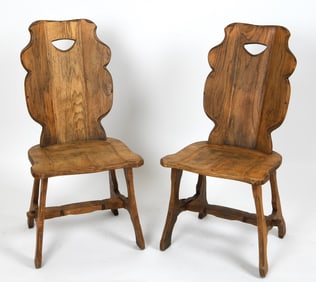 BRUTALIST DUTCH OAK SIDE CHAIRS C. 1970S