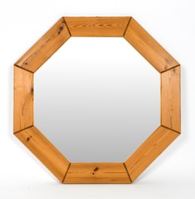 SCANDINAVIAN OCTAGONAL PINE MIRROR C. 1970S