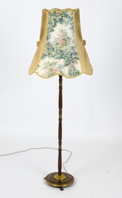 ROCOCO REVIVAL STYLE TEAK & BRASS FLOOR LAMP 1960S