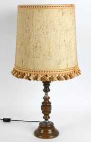 DUTCH OAK & PEWTER TABLE LAMP C. 1970S