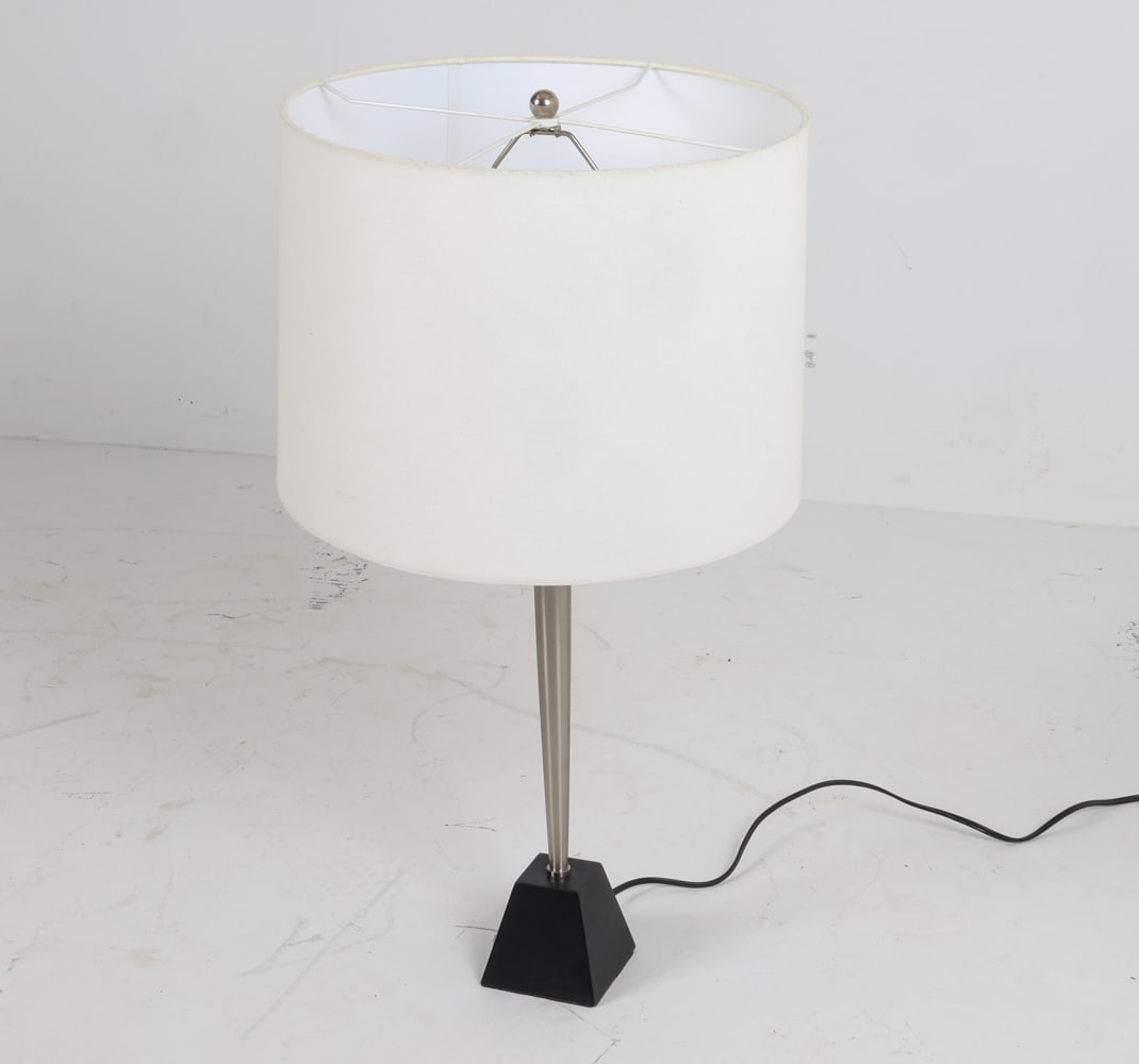 CONTEMPORARY BRUSHED STEEL TABLE LAMP (1 of 14)