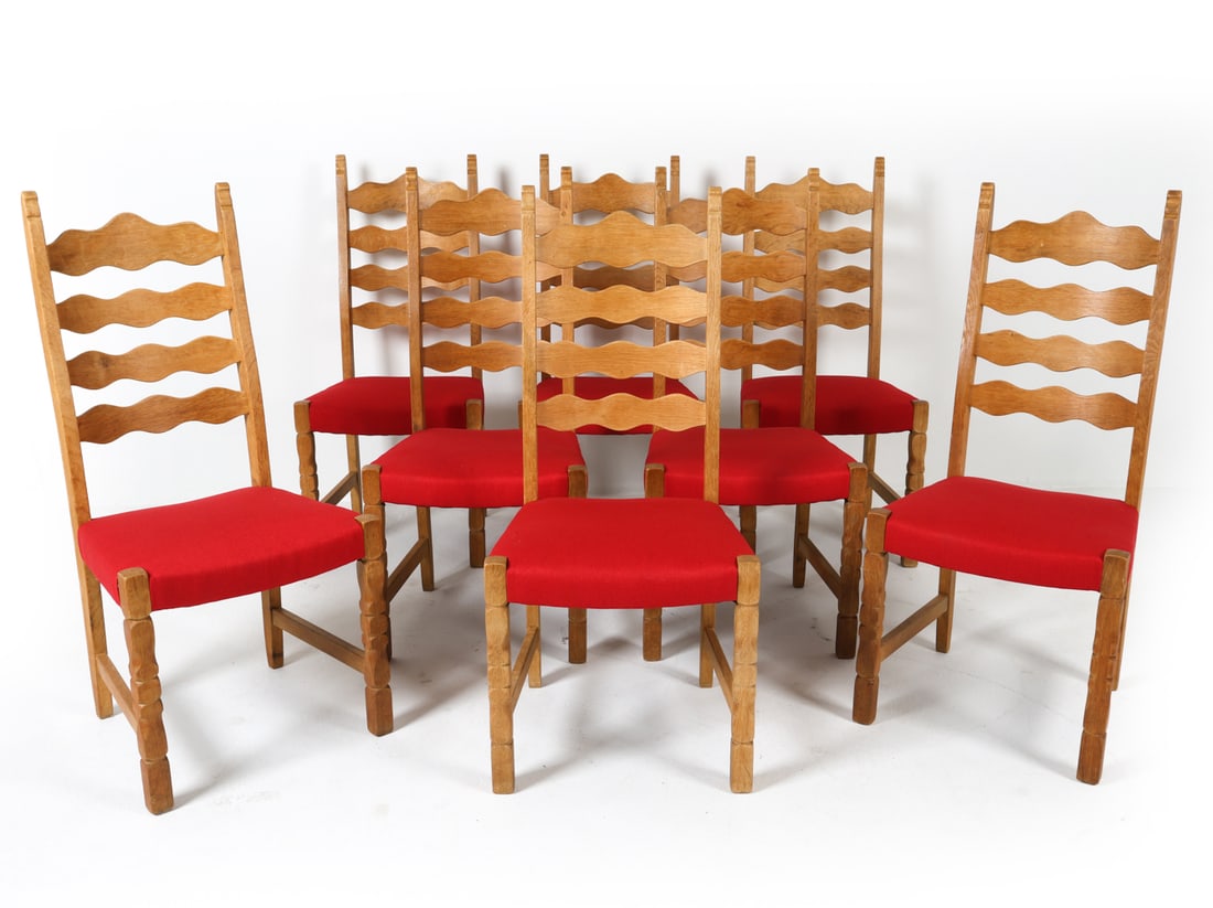 8 HENNING KJAERNULF STYLE DANISH OAK DINING CHAIRS (1 of 15)
