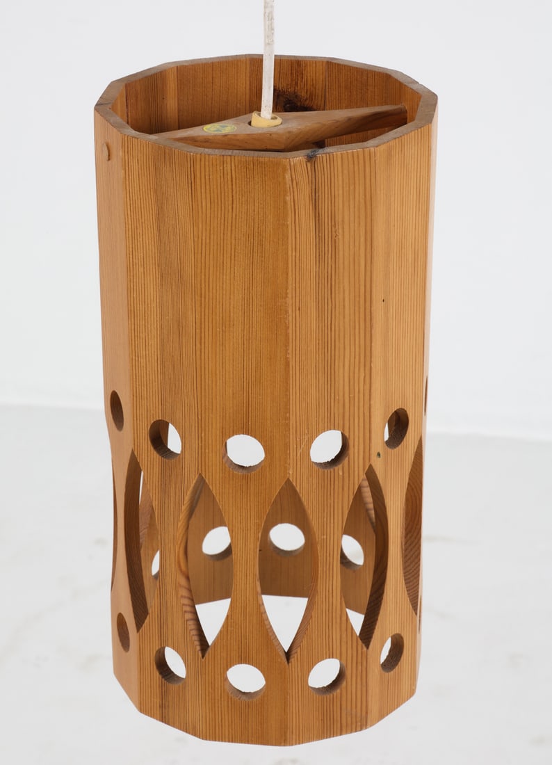 NORDISK SWEDISH PINE PENDANT LIGHT C. 1960S (1 of 8)