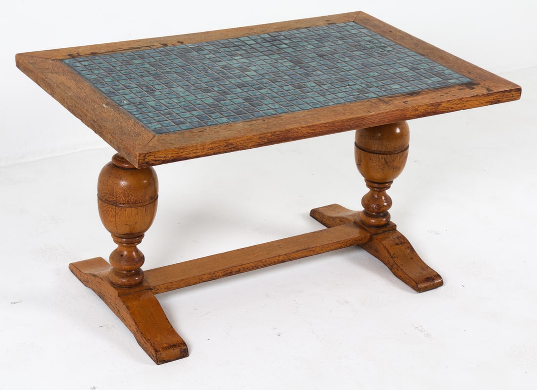 ARTS & CRAFTS STYLE DANISH OAK & TILE SIDE TABLE (1 of 12)