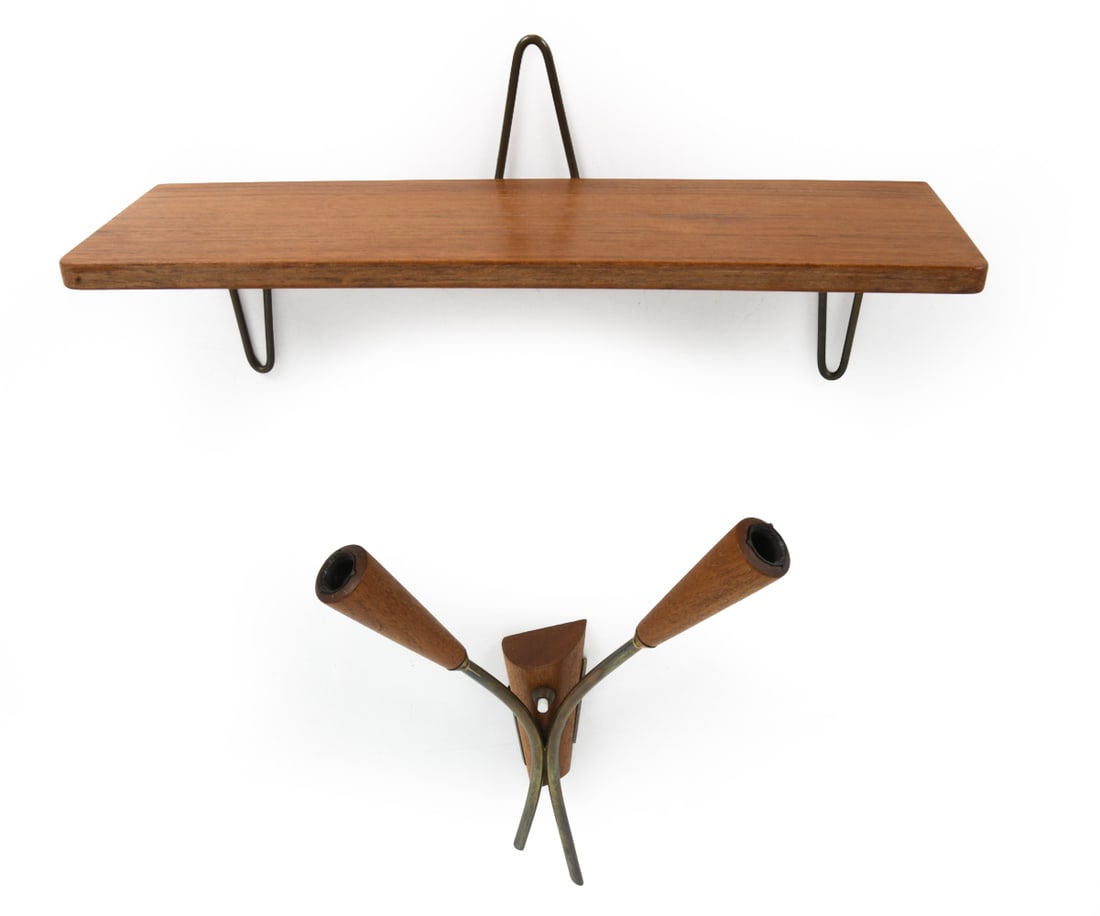 DANISH TEAK WALL SCONCE & SHELF C. 1960S (1 of 12)