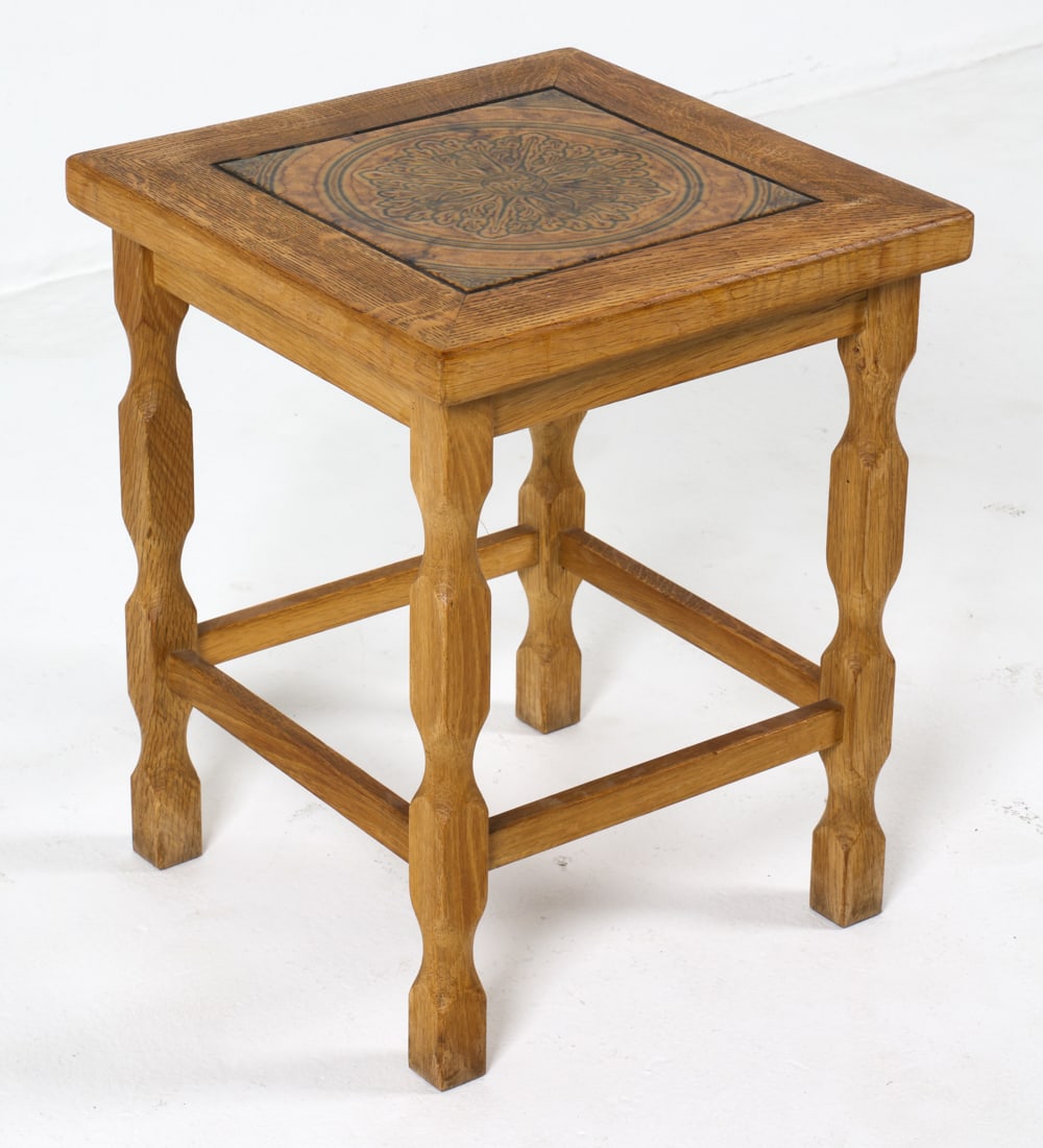 DANISH OAK & CERAMIC SIDE TABLE C. 1960S (1 of 12)