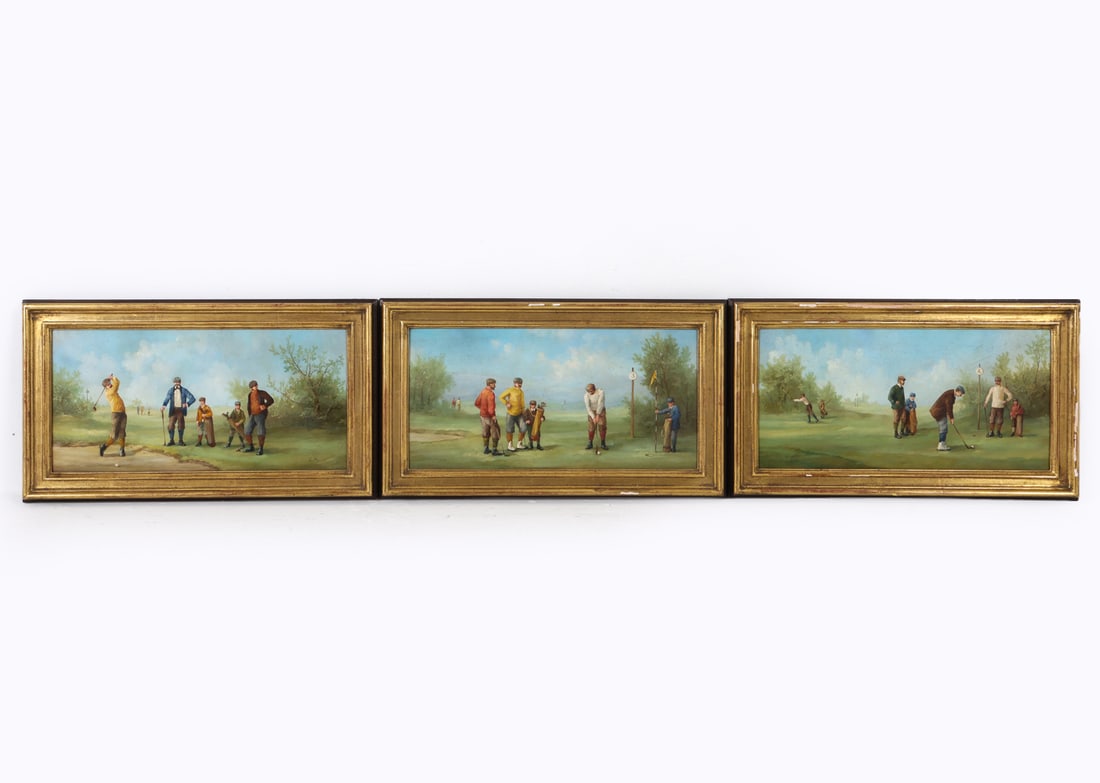 (3) VINTAGE GOLF PAINTINGS O/B (1 of 7)