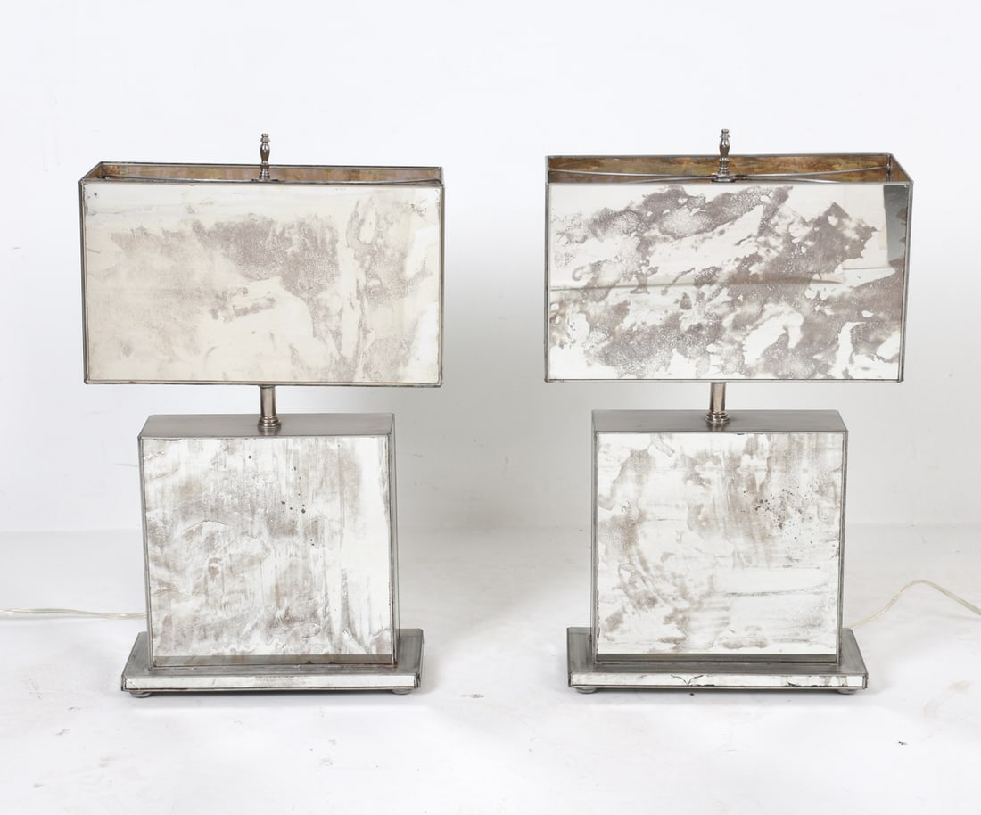 PAIR OF CONTEMPORARY MIRRORED TABLE LAMPS (1 of 11)