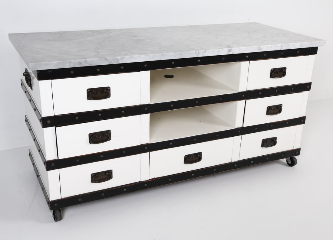 VINTAGE FRENCH MARBLE TOP BAKER'S TABLE (1 of 15)