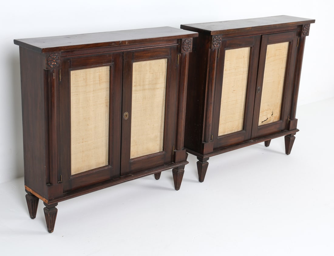 PAIR OF REGENCY STYLE MAHOGANY CONSOLE CABINETS (1 of 11)