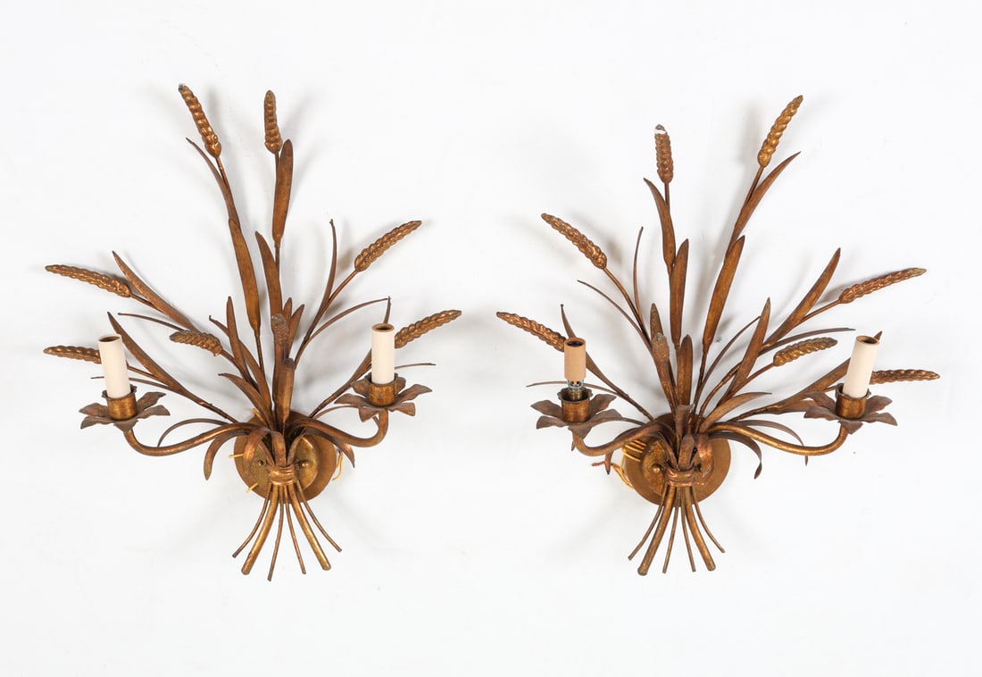 PAIR OF HANS KOGL STYLE GILT BRASS WALL SCONCES (1 of 8)