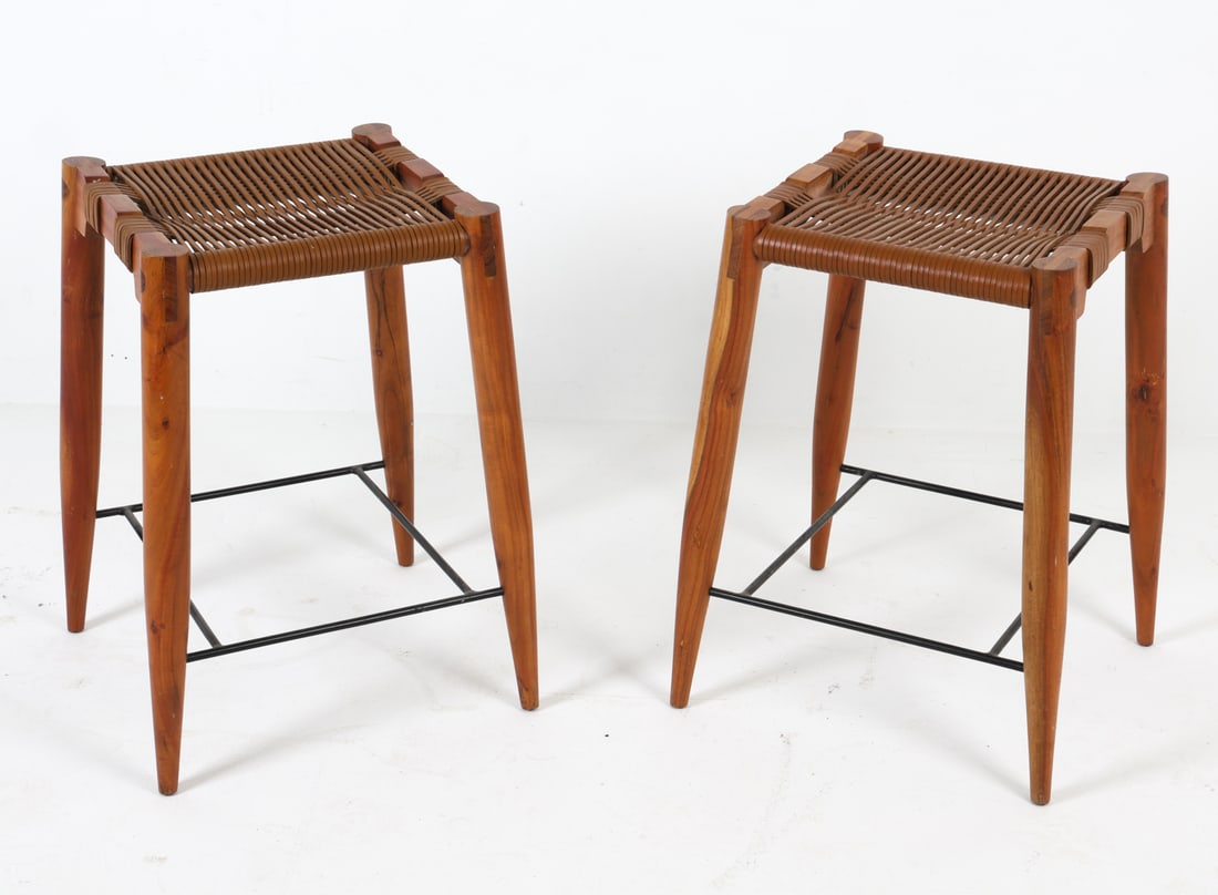 AYUSH KASLIWAL 'NAHLA' LEATHER & ACACIA BAR STOOLS (1 of 10)