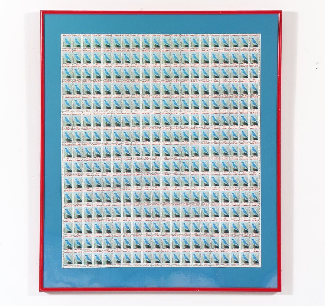 FRAMED VINTAGE 25 CENT IDAHO STAMP SHEETS (1 of 5)