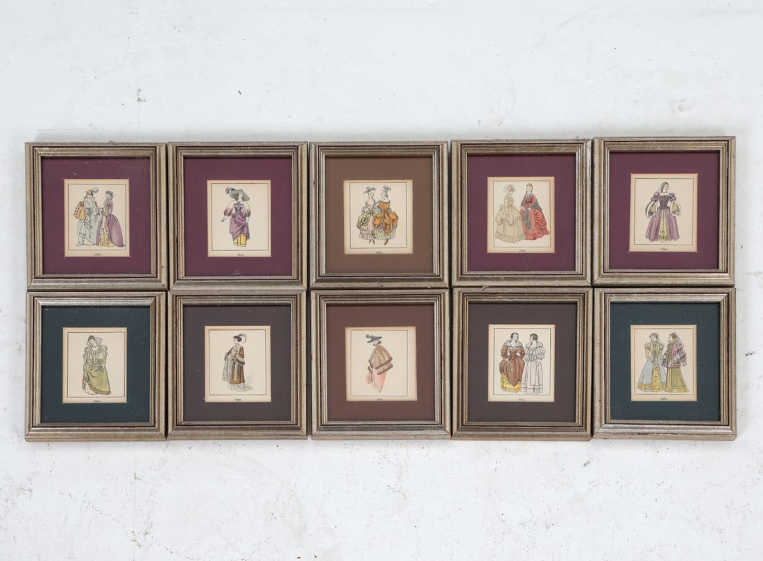GROUPING OF VINTAGE MINIATURE FASHION PRINTS (1 of 15)