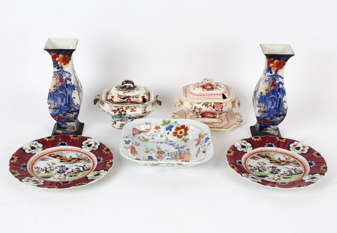 GROUPING OF ANTIQUE TRANSFERWARE PORCELAIN (1 of 12)