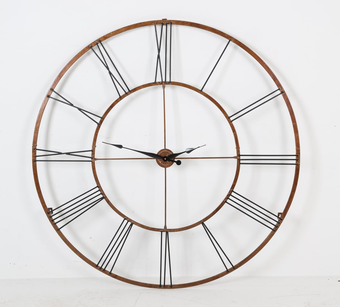LARGE CONTEMPORARY WALL CLOCK: Dimensions: Dia.50 " Condition: Wear consistent with age and use. Not tested for accuracy.