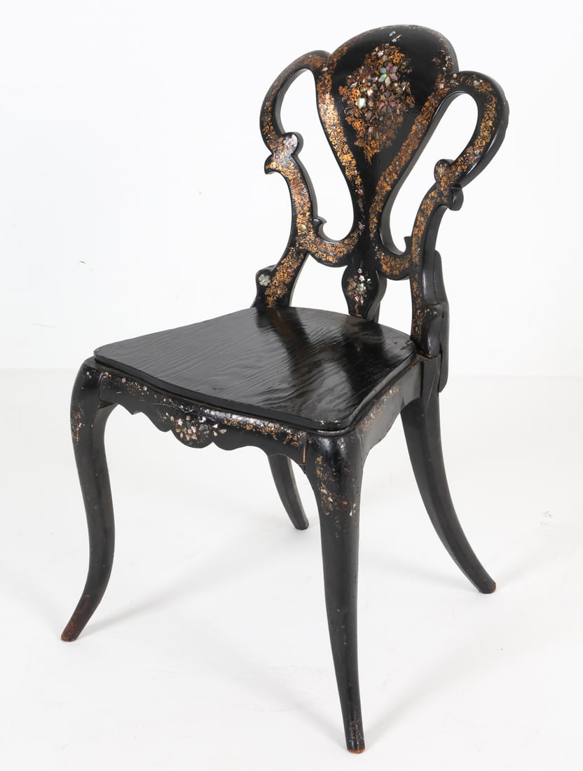 VICTORIAN PAPIER-MACHE SIDE CHAIR 19TH C. (1 of 13)